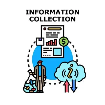 Information collection process and data analysis concept Stock Illustration