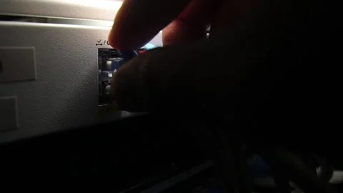 Information Communication Network in Data Center with Cables Connected to Modem  Stock Footage 249616614
