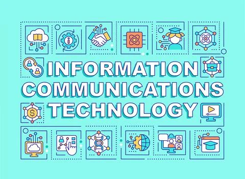 Information communication technology word concepts mint green banner Stock Illustration