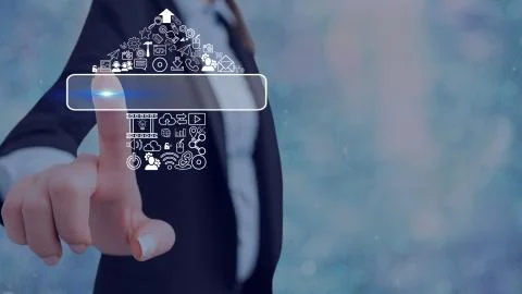 Information Computerization With Infographic Elements And Flat Icons. Latest 库存照片