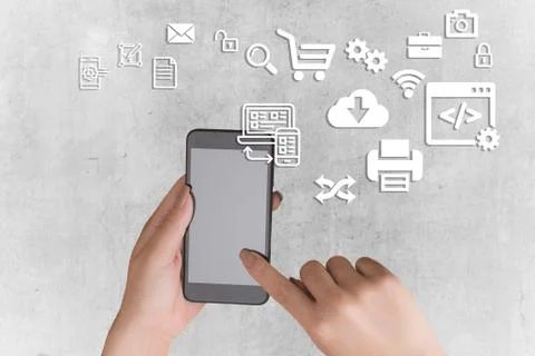 Information Computerization With Infographic Elements And Flat Icons. Latest Foto stock