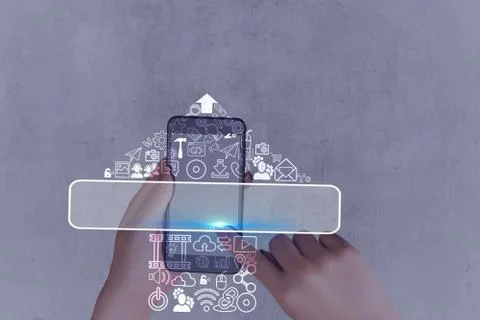 Information Computerization With Infographic Elements And Flat Icons. Latest 库存照片