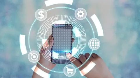 Information Computerization With Infographic Elements And Flat Icons. Latest 库存照片