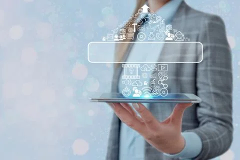 Information Computerization With Infographic Elements And Flat Icons. Latest 写真素材