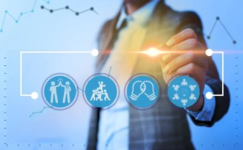 Information Computerization With Infographic Elements And Flat Icons. Latest Foto stock