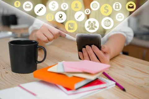 Information Computerization With Infographic Elements And Flat Icons. Latest 스톡 사진