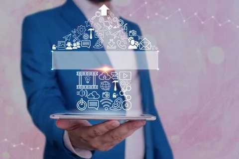 Information Computerization With Infographic Elements And Flat Icons. Latest 写真素材