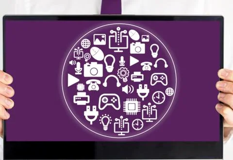 Information Computerization With Infographic Elements And Flat Icons. Latest 库存照片