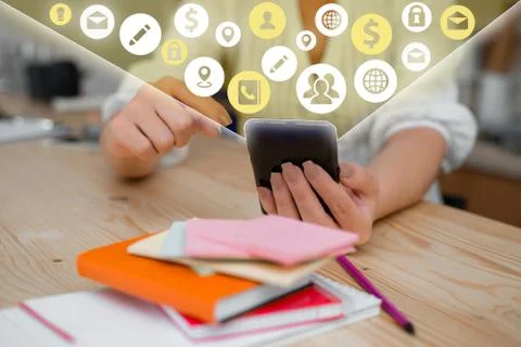 Information Computerization With Infographic Elements And Flat Icons. Latest 库存照片