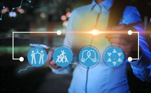 Information Computerization With Infographic Elements And Flat Icons. Latest 스톡 사진