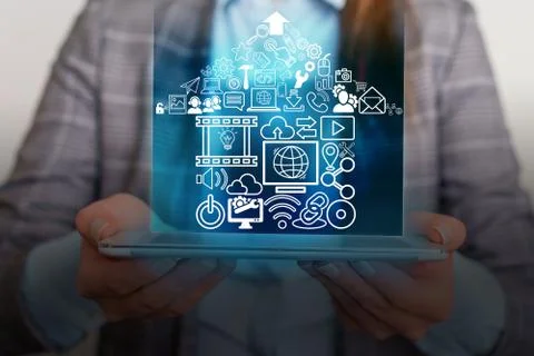 Information Computerization With Infographic Elements And Flat Icons. Latest 库存照片