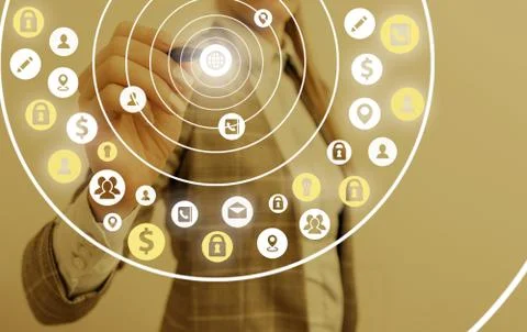 Information Computerization With Infographic Elements And Flat Icons. Latest 库存照片