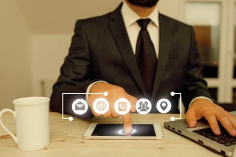 Information Computerization With Infographic Elements And Flat Icons. Latest 库存照片