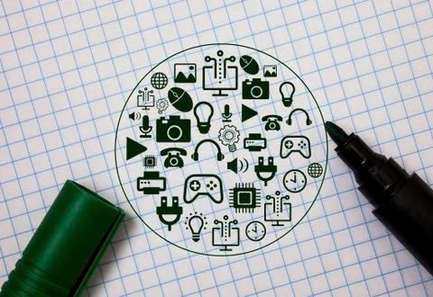 Information Computerization With Infographic Elements And Flat Icons. Latest 库存照片