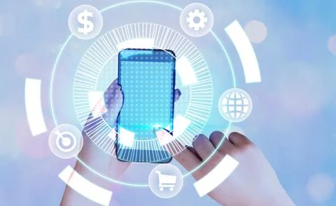 Information Computerization With Infographic Elements And Flat Icons. Latest 写真素材