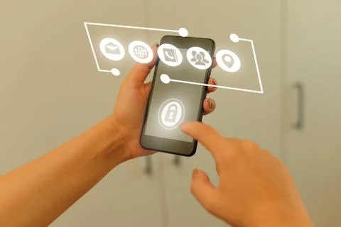 Information Computerization With Infographic Elements And Flat Icons. Latest 写真素材