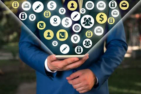 Information Computerization With Infographic Elements And Flat Icons. Latest 库存照片