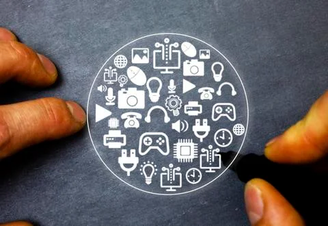 Information Computerization With Infographic Elements And Flat Icons. Latest 库存照片