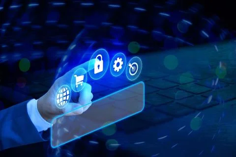 Information Computerization With Infographic Elements And Flat Icons. Latest 写真素材