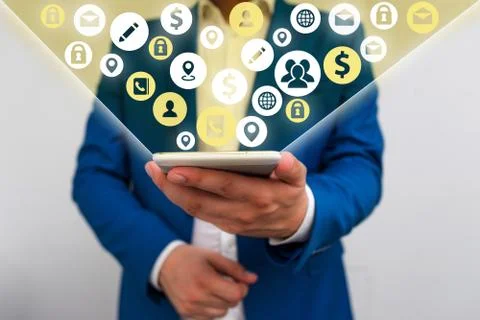 Information Computerization With Infographic Elements And Flat Icons. Latest 库存照片