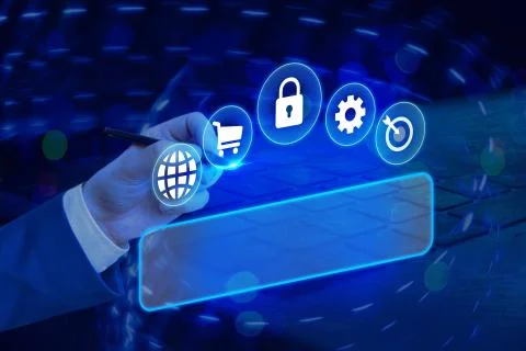 Information Computerization With Infographic Elements And Flat Icons. Latest Foto stock