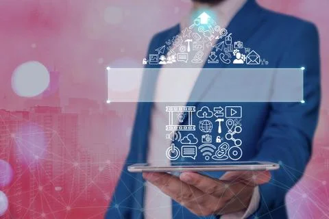 Information Computerization With Infographic Elements And Flat Icons. Latest Foto stock