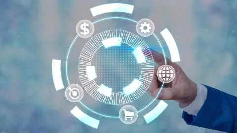 Information Computerization With Infographic Elements And Flat Icons. Latest 写真素材