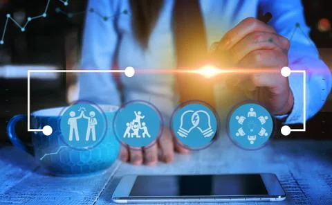 Information Computerization With Infographic Elements And Flat Icons. Latest 库存照片