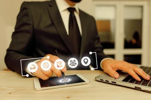 Information Computerization With Infographic Elements And Flat Icons. Latest 库存照片