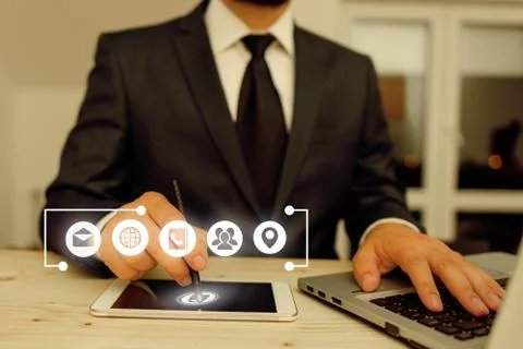 Information Computerization With Infographic Elements And Flat Icons. Latest 库存照片