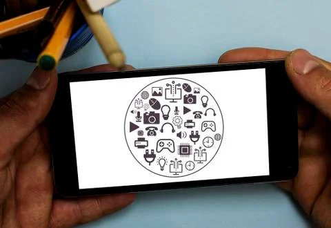 Information Computerization With Infographic Elements And Flat Icons. Latest 库存照片