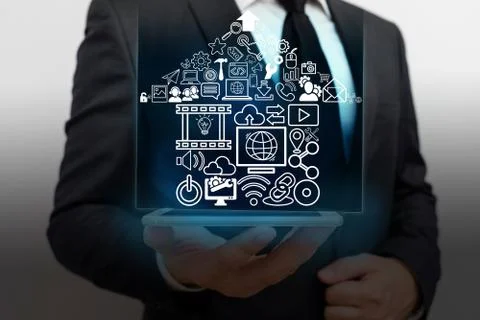 Information Computerization With Infographic Elements And Flat Icons. Latest Stock Photos