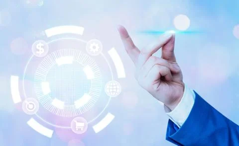 Information Computerization With Infographic Elements And Flat Icons. Latest Foto stock