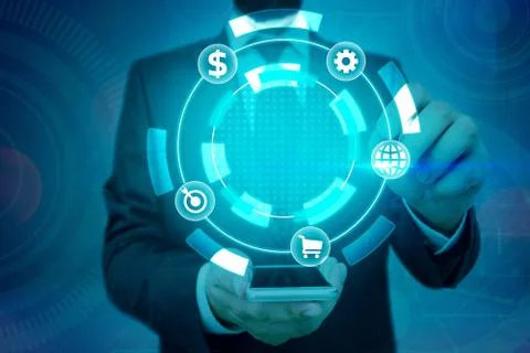 Information Computerization With Infographic Elements And Flat Icons. Latest 库存照片