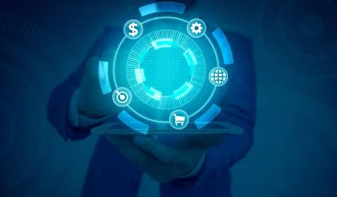 Information Computerization With Infographic Elements And Flat Icons. Latest 库存照片