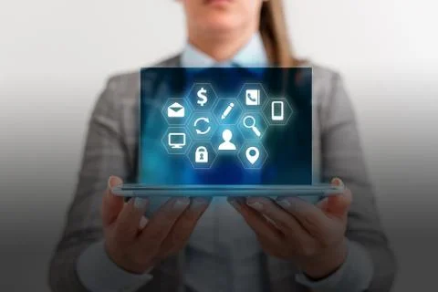 Information Computerization With Infographic Elements And Flat Icons. Latest 库存照片