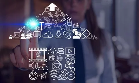 Information Computerization With Infographic Elements And Flat Icons. Latest 库存照片