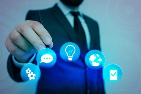 Information Computerization With Infographic Elements And Flat Icons. Latest 库存照片