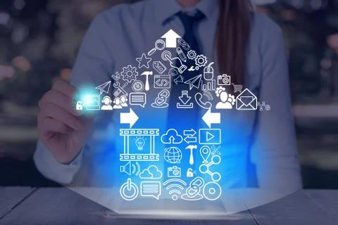 Information Computerization With Infographic Elements And Flat Icons. Latest 库存照片