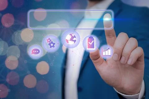 Information Computerization With Infographic Elements And Flat Icons. Latest Foto stock