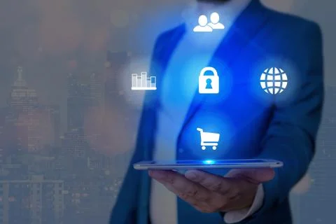 Information Computerization With Infographic Elements And Flat Icons. Latest 写真素材