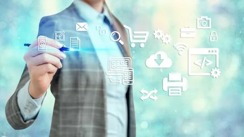 Information Computerization With Infographic Elements And Flat Icons. Latest 스톡 사진