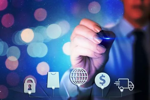 Information Computerization With Infographic Elements And Flat Icons. Latest 库存照片