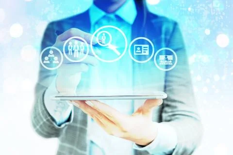 Information Computerization With Infographic Elements And Flat Icons. Latest 写真素材