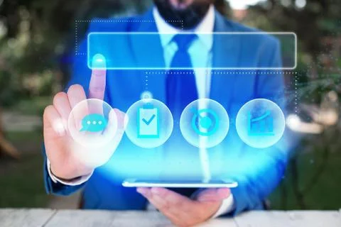 Information Computerization With Infographic Elements And Flat Icons. Latest 库存照片