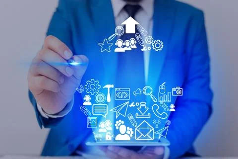 Information Computerization With Infographic Elements And Flat Icons. Latest Foto stock