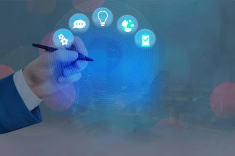 Information Computerization With Infographic Elements And Flat Icons. Latest 스톡 사진