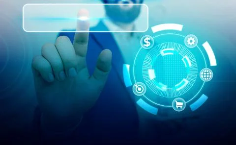 Information Computerization With Infographic Elements And Flat Icons. Latest 库存照片