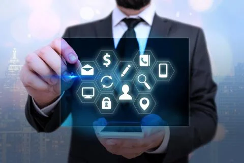 Information Computerization With Infographic Elements And Flat Icons. Latest Foto stock