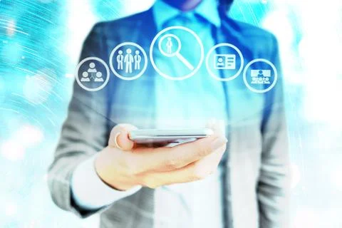 Information Computerization With Infographic Elements And Flat Icons. Latest 库存照片